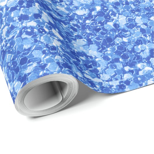 Blauer Glitzer und weiße Glitzern Textur Geschenkpapier (Rolleneckpunkt)