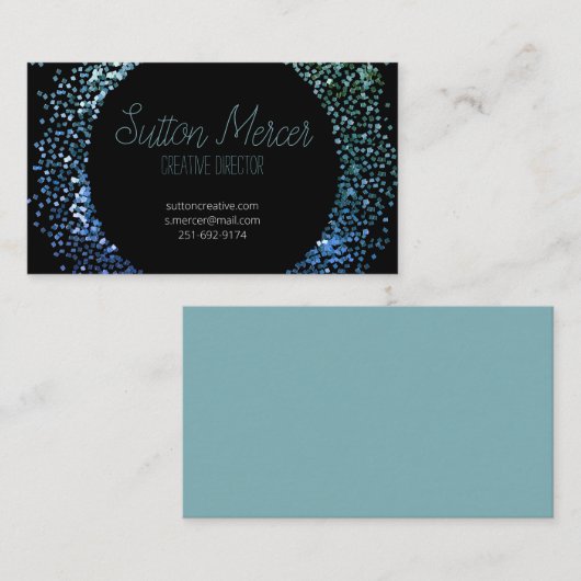 Blauer Glitzer Visitenkarte (Vorne/Hinten)