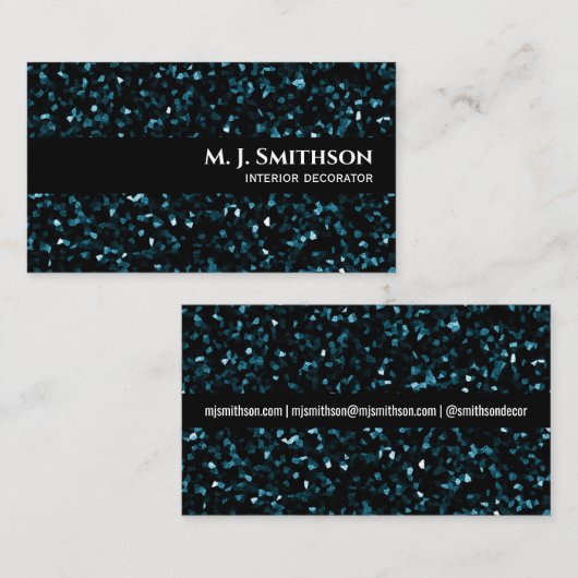 Blauer Glitzer Visitenkarte (Vorne/Hinten)