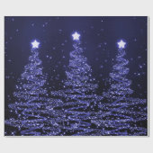 Blauer Glitzer-Weihnachtsbaum-Feiertag Geschenkpapier (Flach)