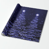 Blauer Glitzer-Weihnachtsbaum-Feiertag Geschenkpapier (Ungerollt)