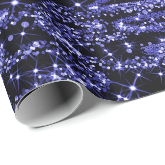 Blauer Glitzer-Weihnachtsbaum-Feiertag Geschenkpapier (Rolleneckpunkt)