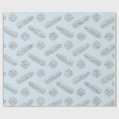 Blauer Glitzer Weihnachtsbaum Feiertage Schneefloc Geschenkpapier (Flach)