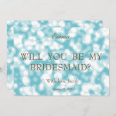 Blauer Glitzer wirst du meine Bridesmaid sein Einladung (Vorne/Hinten)