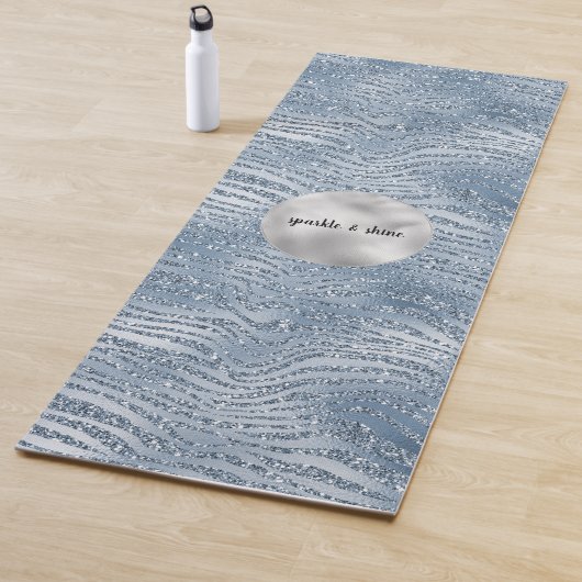 Blauer Glitzer Zebra Print Yogamatte (Beispiel)