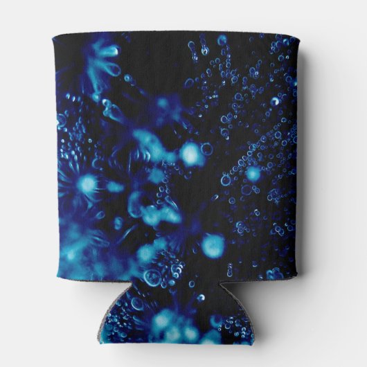 Blauer Glitzern Abstrakt gefrorene Blasen Monogram Dosenkühler (Rückseite)