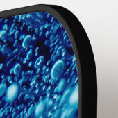 Blauer Glitzern Abstrakt gefrorene Blasen Monogram Pickleball Schläger (Linke Seite)