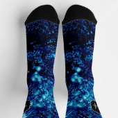 Blauer Glitzern Abstrakt gefrorene Blasen Monogram Socken (Oben)