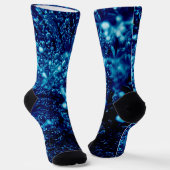 Blauer Glitzern Abstrakt gefrorene Blasen Monogram Socken (Gewinkelt)
