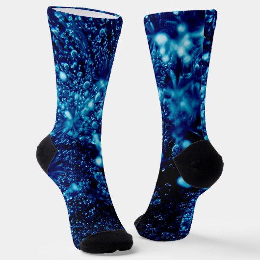 Blauer Glitzern Abstrakt gefrorene Blasen Monogram Socken (Gewinkelt)