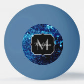 Blauer Glitzern Abstrakt gefrorene Blasen Monogram Tischtennisball (Vorderseite)