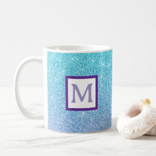 blauer glitzernder personalisierter Anfangsbuchsta Kaffeetasse