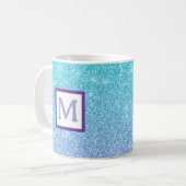 blauer glitzernder personalisierter Anfangsbuchsta Kaffeetasse (Vorderseite Links)