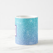 blauer glitzernder personalisierter Anfangsbuchsta Kaffeetasse (Mittel)