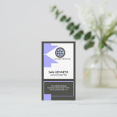 Blauer globaler Richtungspfeil-Logistik-Direktor Visitenkarte (Stehend Vorderseite)