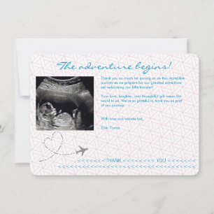 Blauer Globus Reisepass Baby Shower Dankeskarte