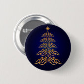 Blauer Glockenweihnachtsbaum Button (Vorne & Hinten)