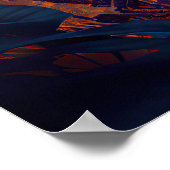 Blauer Glow Robot & Lila Blumen Poster (Ecke)