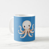 Blauer glücklicher Oktopus Kaffeetasse (Vorderseite Links)