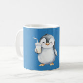 Blauer glücklicher Pinguin Kaffeetasse (Vorderseite Links)