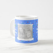 Blauer glücklicher Rahmen der Kaffeetasse (Vorderseite Links)