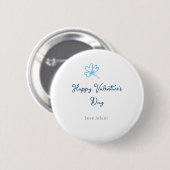 Blauer glücklicher Valentinstag Liebesname Blumen Button (Vorne & Hinten)