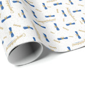 Blauer Glückwunsch Diplomarbeit Jahr Abschluss Geschenkpapier (Rolleneckpunkt)