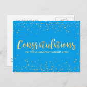 Blauer Glückwunsch Gewichtsverlust Errungenschaft Postkarte (Vorne/Hinten)