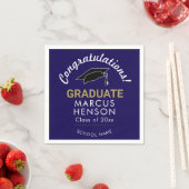 Blauer Glückwunsch Graduate Graduation Cap Serviette (Beispiel)