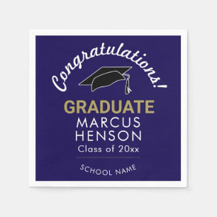 Blauer Glückwunsch Graduate Graduation Cap Serviette
