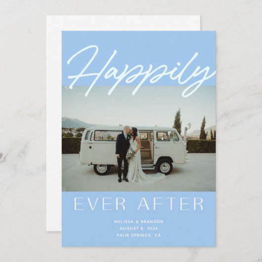 Blauer Glückwunsch immer nach Hochzeitsankündigung Einladung (Vorne/Hinten)