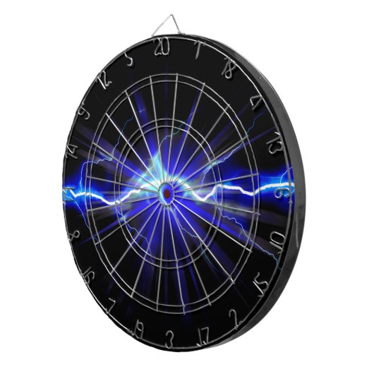 Blauer glühender Blitz oder Strom Dartscheibe (Vorderseite rechts)