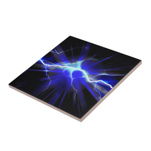 Blauer glühender Blitz oder Strom Fliese (Seite)