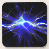 Blauer glühender Blitz oder Strom Untersetzer (Vorderseite)