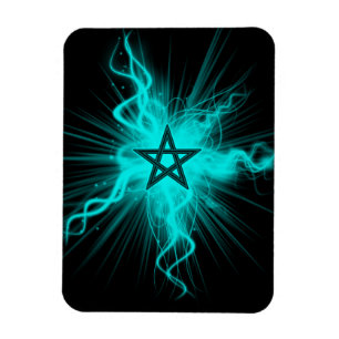 Blauer glühender Neonpentagram - heidnisches Magnet