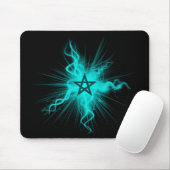 Blauer glühender Neonpentagram - heidnisches Mousepad (Mit Mouse)