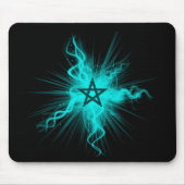 Blauer glühender Neonpentagram - heidnisches Mousepad (Vorne)