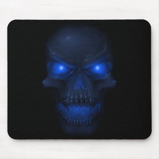 Blauer glühender Schädel Mousepad (Vorne)