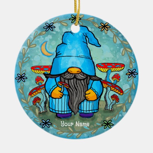 Blauer Gnom Keramik Ornament (Vorne)