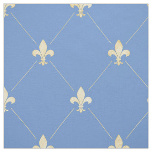 Blauer Gold Fleur-de-Lis (groß) Blau Stoff