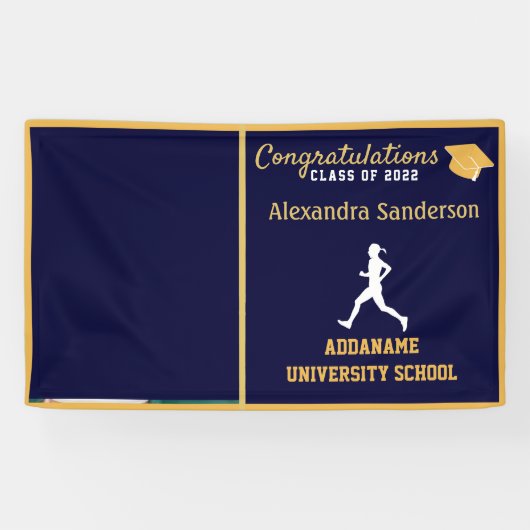 Blauer Gold-Gratulationsläufer-Graduate-Banner Banner (Horizontal)