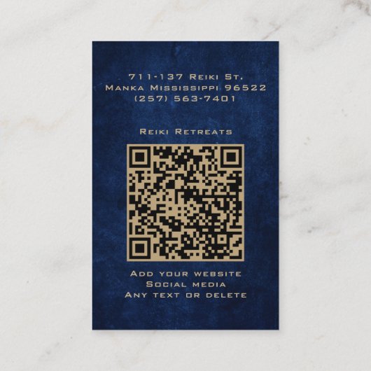 Blauer Gold & Navy Klasse Elegant Yoga Reiki Manda Visitenkarte (Rückseite)