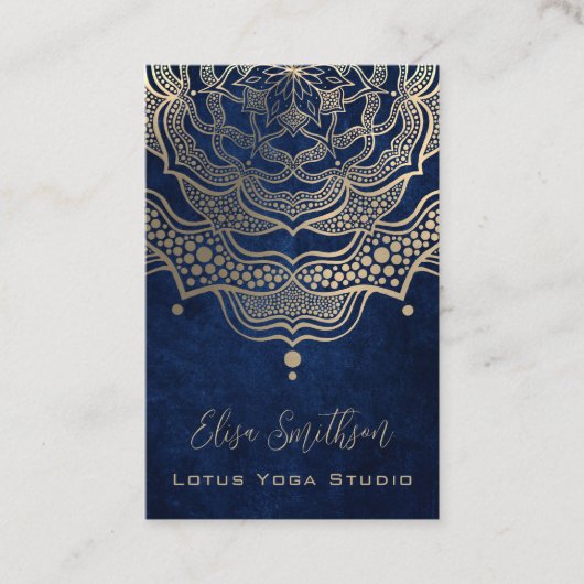 Blauer Gold & Navy Klasse Elegant Yoga Reiki Manda Visitenkarte (Vorderseite)