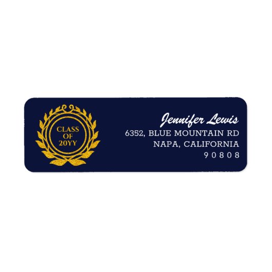 Blauer Gold-Rücksendeadresse im Emblem-Stil (Vorne)