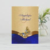 Blauer Goldbarsch-Schmetterlingshochzeit Einladung (Stehend Vorderseite)