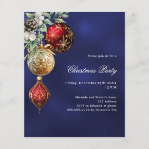 Blauer Goldbaum Weihnachts-Party Einladung