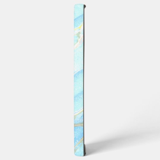 Blauer goldbedruckter Marmor Sommer Custom Monogra Samsung Galaxy Hülle (Linke Seite)