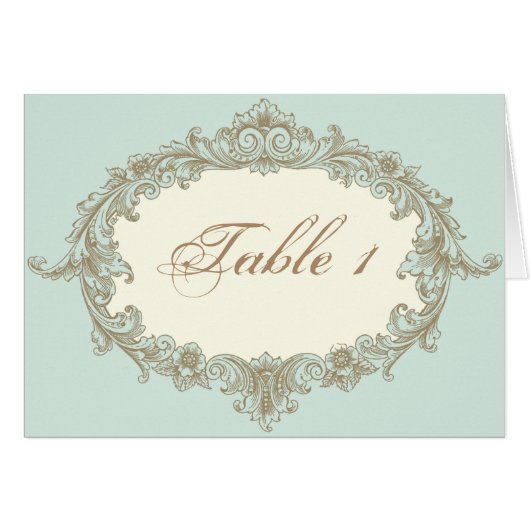 Blauer Goldcreme-Vintager Rahmen-Wedding (Vorderseite (Horizontal))