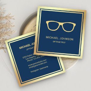 Blauer goldene Eyeglasses Augenarzt Optometriker Quadratische Visitenkarte