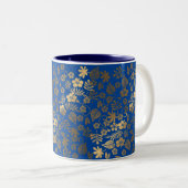 Blauer Goldener Blumeneffekt Zweifarbige Tasse (VorderseiteRechts)